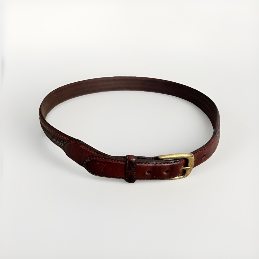 Brighton‎ Woven Braided Leather Belt Brown 38 Equestrian Brass Buckle